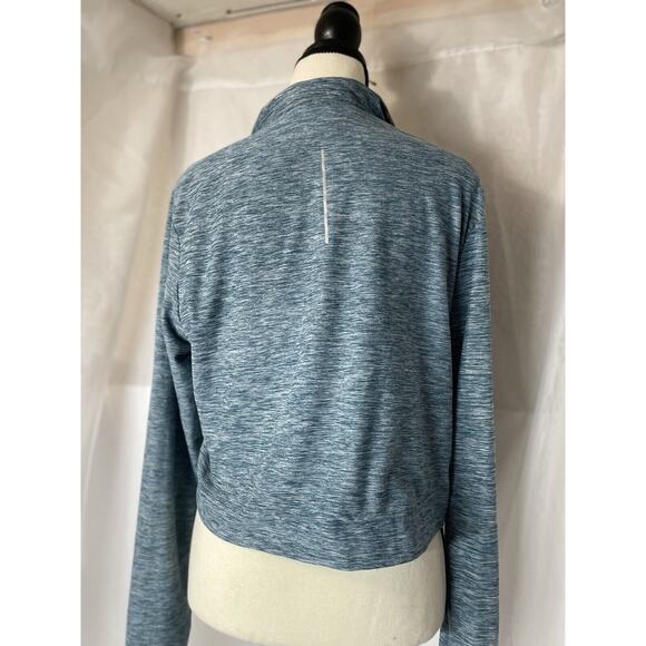 Hind Women's 1/4 Zip Large Cropped Running Jacket Blue Athletic Thumb Hole - Picture 5 of 6